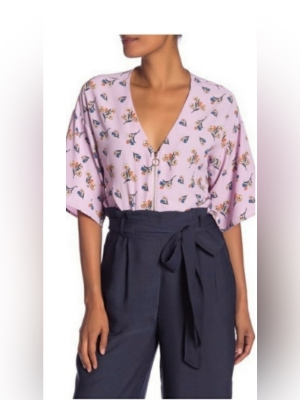 Code x Mode Floral V-Neck Button Front top sz M